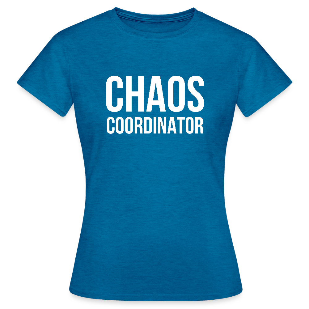 Chaos Coordinator T-Shirt – Lustiges Damen-Shirt - Antikblaues Saphir meliert